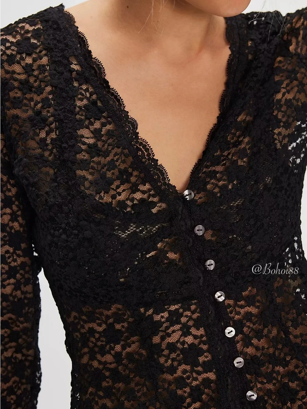NWT Free People Lara Lace Long Sleeve Top